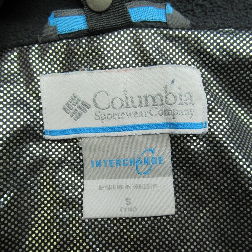 Columbia Jacket Kids Small 7/8 Black Hood 3in1 Shell OmniHeat Thermal Waterproof